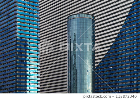 Modern office building. Architectural detail of modern building. Business concept of successful industrial architecture. 118872340