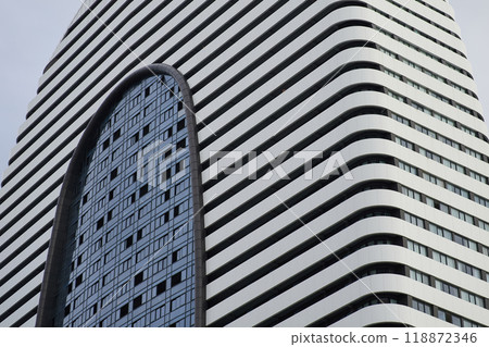 Modern office building. Architectural detail of modern building. Business concept of successful industrial architecture. Modern office building. Architectural detail of modern building. Business concept of successful industrial architecture. 118872346