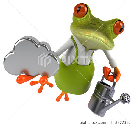 Fun frog gardener - 3D Illustration Fun frog gardener - 3D Illustration 118872392