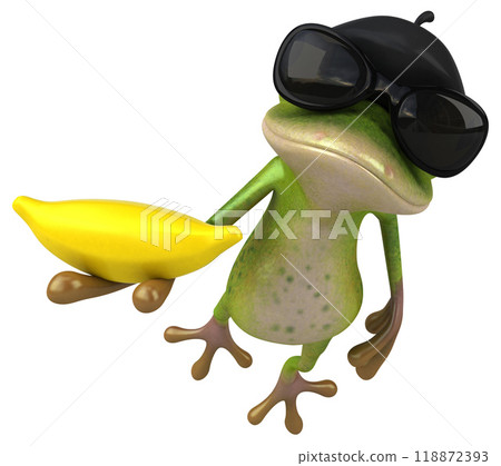 Fun french frog - 3D Illustration Fun french frog - 3D Illustration 118872393