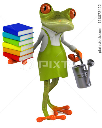 Fun frog gardener - 3D Illustration Fun frog gardener - 3D Illustration 118872422