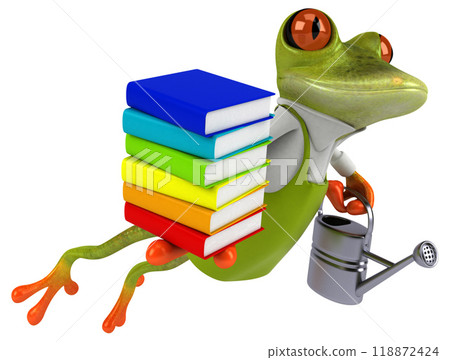 Fun frog gardener - 3D Illustration 118872424