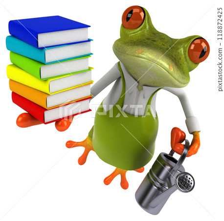 Fun frog gardener - 3D Illustration 118872425