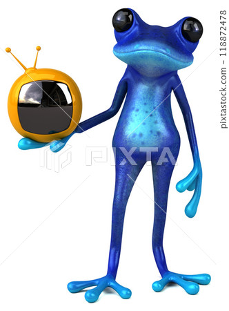 Fun blue frog - 3D Illustration 118872478