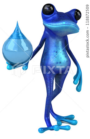 Fun blue frog - 3D Illustration 118872509