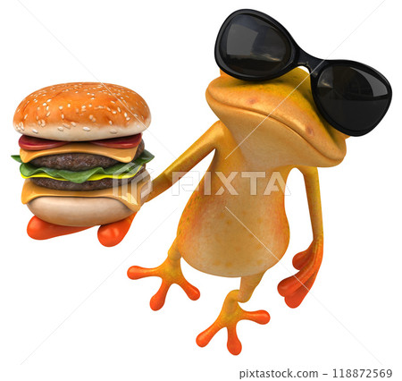 Fun yellow frog - 3D Illustration 118872569