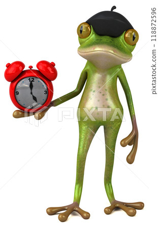 Fun french frog - 3D Illustration 118872596
