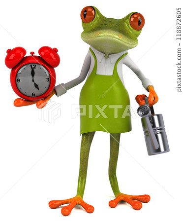 Fun frog gardener - 3D Illustration Fun frog gardener - 3D Illustration 118872605