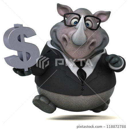 Fun rhinoceros - 3D Illustration Fun rhinoceros - 3D Illustration 118872788
