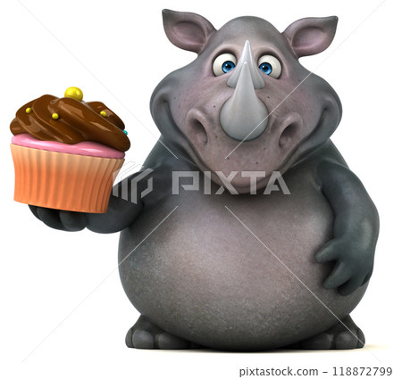 Fun rhinoceros - 3D Illustration Fun rhinoceros - 3D Illustration 118872799