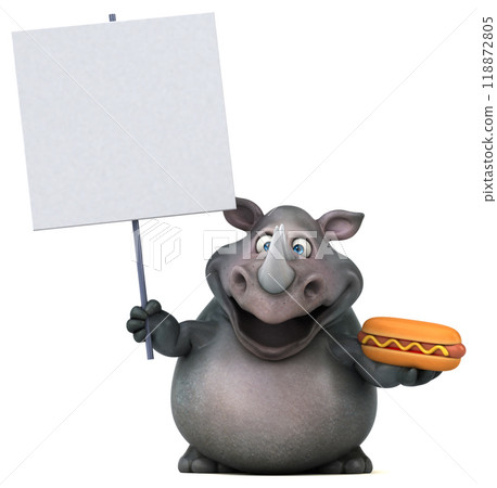 Fun rhinoceros - 3D Illustration Fun rhinoceros - 3D Illustration 118872805