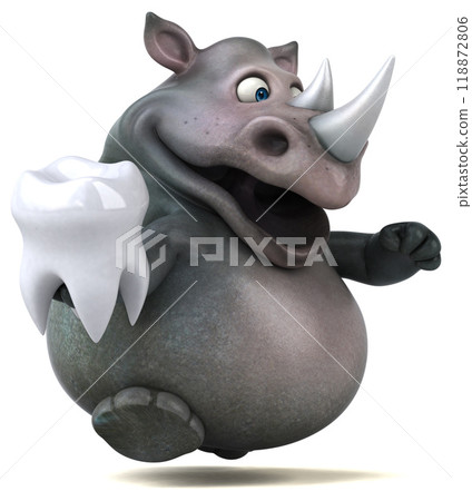 Fun rhinoceros - 3D Illustration Fun rhinoceros - 3D Illustration 118872806
