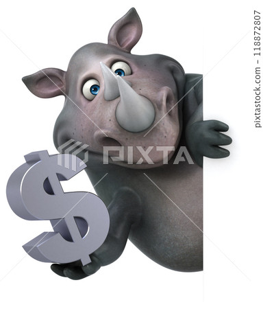 Fun rhinoceros - 3D Illustration Fun rhinoceros - 3D Illustration 118872807