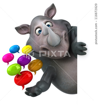 Fun rhinoceros - 3D Illustration Fun rhinoceros - 3D Illustration 118872820