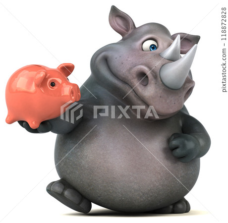 Fun rhinoceros - 3D Illustration Fun rhinoceros - 3D Illustration 118872828