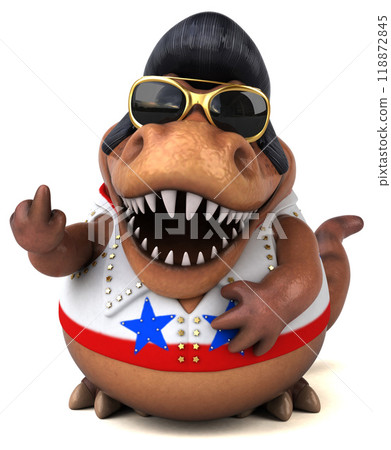 Fun 3D cartoon illustration of a Trex rocker 118872845