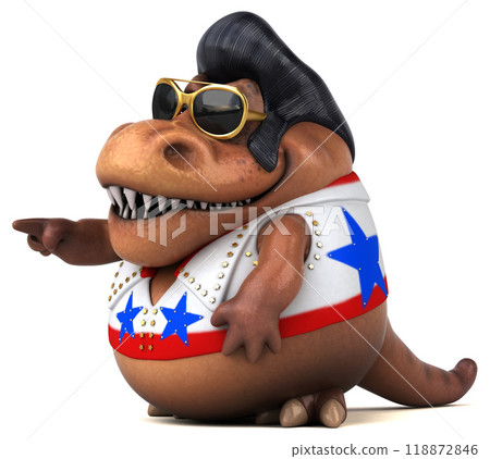 Fun 3D cartoon illustration of a Trex rocker 118872846