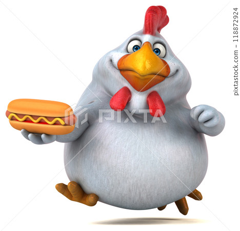 Fun chicken - 3D Illustration Fun chicken - 3D Illustration 118872924