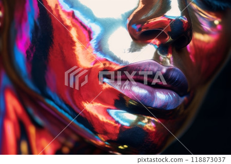 portrait of a woman with decorative and artistic makeup on her face 118873037