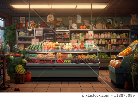 food counter in the store, interior 118873099