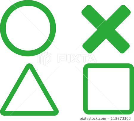 X, Xs, Triangles, Squares Icon Set Quiz 118873303