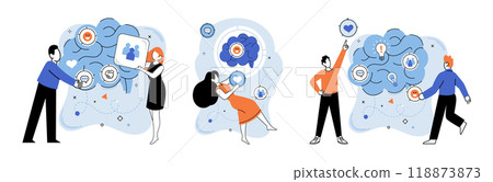 Thought process vector illustration. Effective management guides thought process to success Contemplation is bridge between confusion and clarity Brainstorming sessions illuminate path to creative 118873873