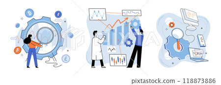 Technical analysis. Vector illustration. Big data analysis provides valuable insights into market trends and investor sentiment Planning and organization are crucial for effective financial decision 118873886