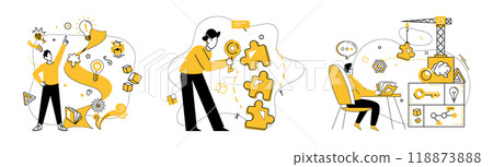 Structured thinking vector illustration. Success blossoms where creativity and structured thinking concept converge In garden thoughts, seeds structured thinking grow into solutions 118873888