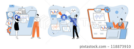 Technical analysis. Vector illustration. Financial institutions use technical analysis to guide their investment management strategies The market is influenced by various economic factors require Technical analysis. Vector illustration. Financial institutions use technical analysis to guide their investment management strategies The market is influenced by various economic factors require 118873910