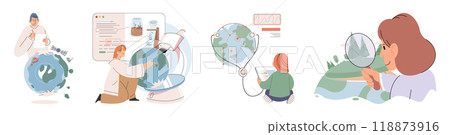 Scientific research. Vector illustration. The inspiration to explore new avenues scientific research comes from curiosity and observation Scientific experiments aim to test specific hypotheses 118873916