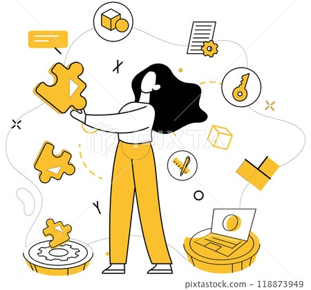 Structured thinking vector illustration. Structured thinking metaphorically dances with creativity in ballet innovation Intelligence and structured thinking are pillars in temple strategic minds 118873949