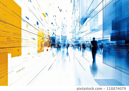 A businessman on the cutting edge of the future A businessman on the cutting edge of the future 118874079