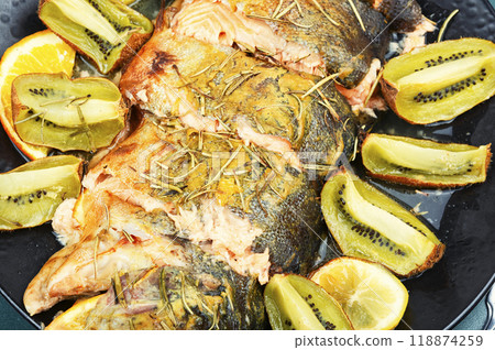 Grilled fish, healthy food. Grilled fish, healthy food. 118874259