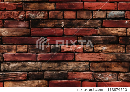 old brick wall brown color for background or texture old brick wall brown color for background or texture 118874720