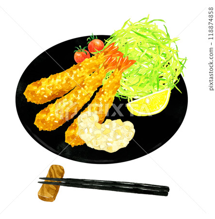 炸蝦套餐 烹飪食物手繪水彩插畫素材 炸蝦套餐 烹飪食物手繪水彩插畫素材 118874858