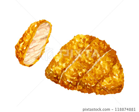 炸豬排烹飪/食物手繪水彩插畫素材 炸豬排烹飪/食物手繪水彩插畫素材 118874881