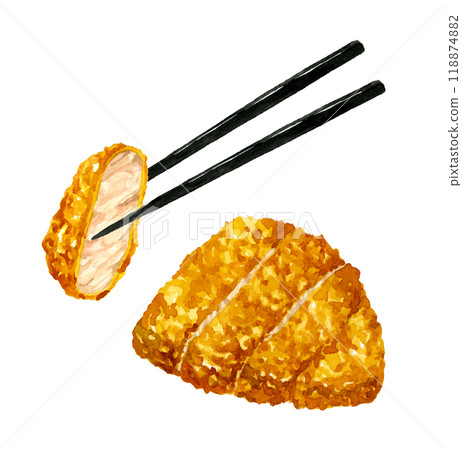 Tonkatsu - Hand-drawn watercolor illustrations of food and cuisine Tonkatsu - Hand-drawn watercolor illustrations of food and cuisine 118874882