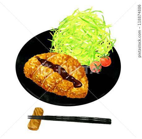 炸豬排套餐 烹飪與食物手繪水彩插畫素材 118874886