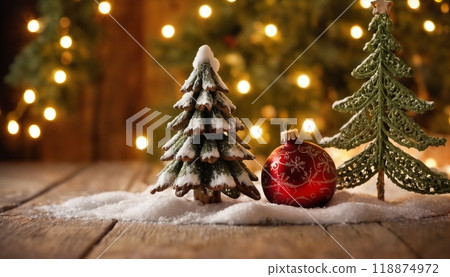 Christmas decorations and gifts, background for new year celebrations, winter fairy tale 118874972