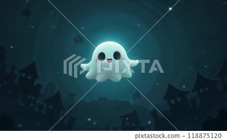 Cute ghost in the night forest, Halloween party, dark and moonlight 118875120