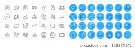 Talk, Waterproof and Social distancing line icons pack. Document, Report document, Meditation eye web icon. Computer, Fingerprint research, Faq pictogram. Swipe up, Sun protection. Vector Talk, Waterproof and Social distancing line icons pack. Document, Report document, Meditation eye web icon. Computer, Fingerprint research, Faq pictogram. Swipe up, Sun protection. Vector 118875141