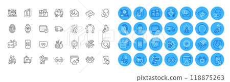 Truck delivery, Certificate and Euro money line icons pack. Face search, Omega, Wallet web icon. Cloud share, Yoga, Quote bubble pictogram. Love couple, Wholesale inventory, Data security. Vector 118875263
