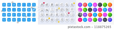 Qr code, Contactless payment and Heart line icons. Square, Gradient, Pin 3d buttons. AI, QA and map pin icons. Pack of Time management, 360 degrees, Marketplace icon. Vector 118875265