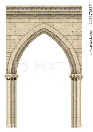 Stone beige antique gothic castle or temple arch Stone beige antique gothic castle or temple arch 118875827