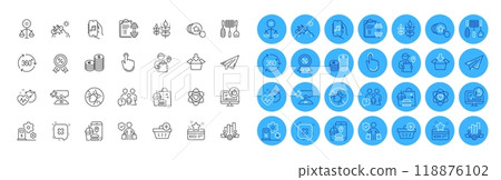 Family questions, Cardio training and Food delivery line icons pack. Hold heart, Paper plane, Bed bugs web icon. Discount medal, Atom, Loyalty card pictogram. Judge hammer, Hand click. Vector 118876102