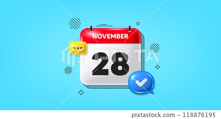 Calendar date of November 3d icon. 28th day of the month icon. Event schedule date. Meeting appointment time. 28th day of November. Calendar month date banner. Day or Monthly page. Vector Calendar date of November 3d icon. 28th day of the month icon. Event schedule date. Meeting appointment time. 28th day of November. Calendar month date banner. Day or Monthly page. Vector 118876195