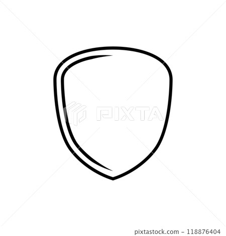 emblem Shield frame Logo. Vector template outline Sign of Protection, Guard and Security. Insurance or Immunity Symbol. Empty icon design isolated on white background 118876404
