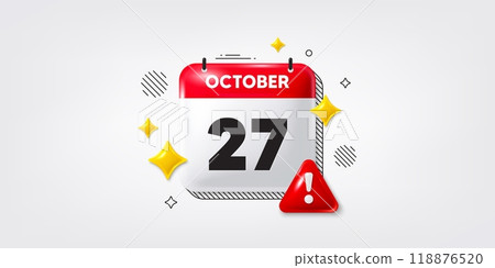 Calendar date of October 3d icon. 27th day of the month icon. Event schedule date. Meeting appointment time. 27th day of October. Calendar month date banner. Day or Monthly page. Vector Calendar date of October 3d icon. 27th day of the month icon. Event schedule date. Meeting appointment time. 27th day of October. Calendar month date banner. Day or Monthly page. Vector 118876520