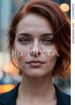 beautiful girl posing on a city street 118876692