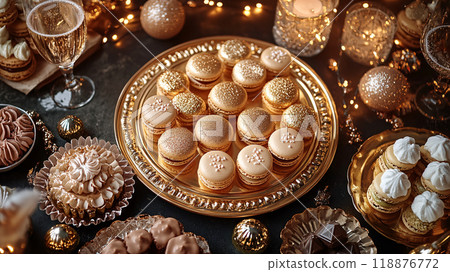 Macarons and Gourmet Desserts for a Festive New Year's Eve Macarons and Gourmet Desserts for a Festive New Year's Eve 118876772